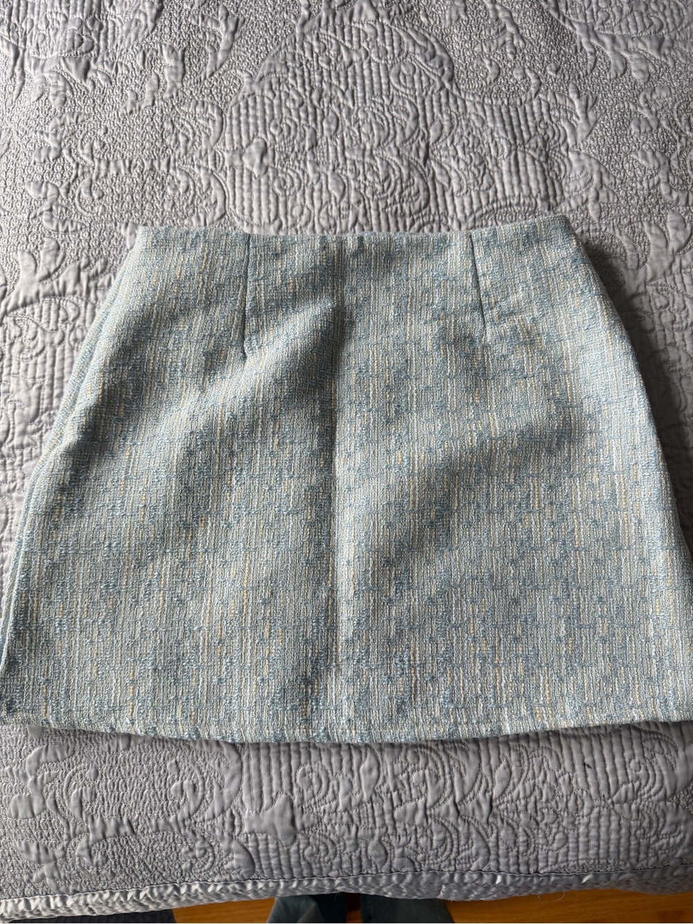 Light Blue Tweed Mini Skirt